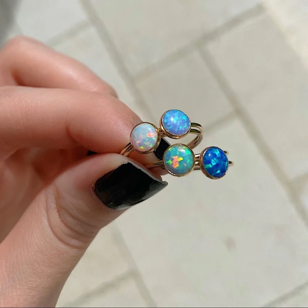 14K Gold Filled Round Opal Ring